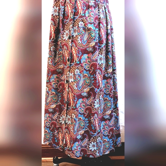 Vintage modest floral pinafore apron dress. Via Sant Andrea. Size 15. Medium. - Picture 7 of 16